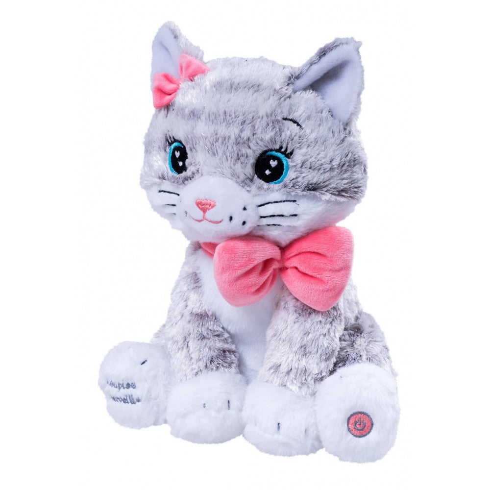 Moustache Knuffel Nachtlampje Kat 28 cm – Lichtgevende en Muzikale Kitten – Zachte Pluche Knuffel met Muziek en Lampje Creasowl