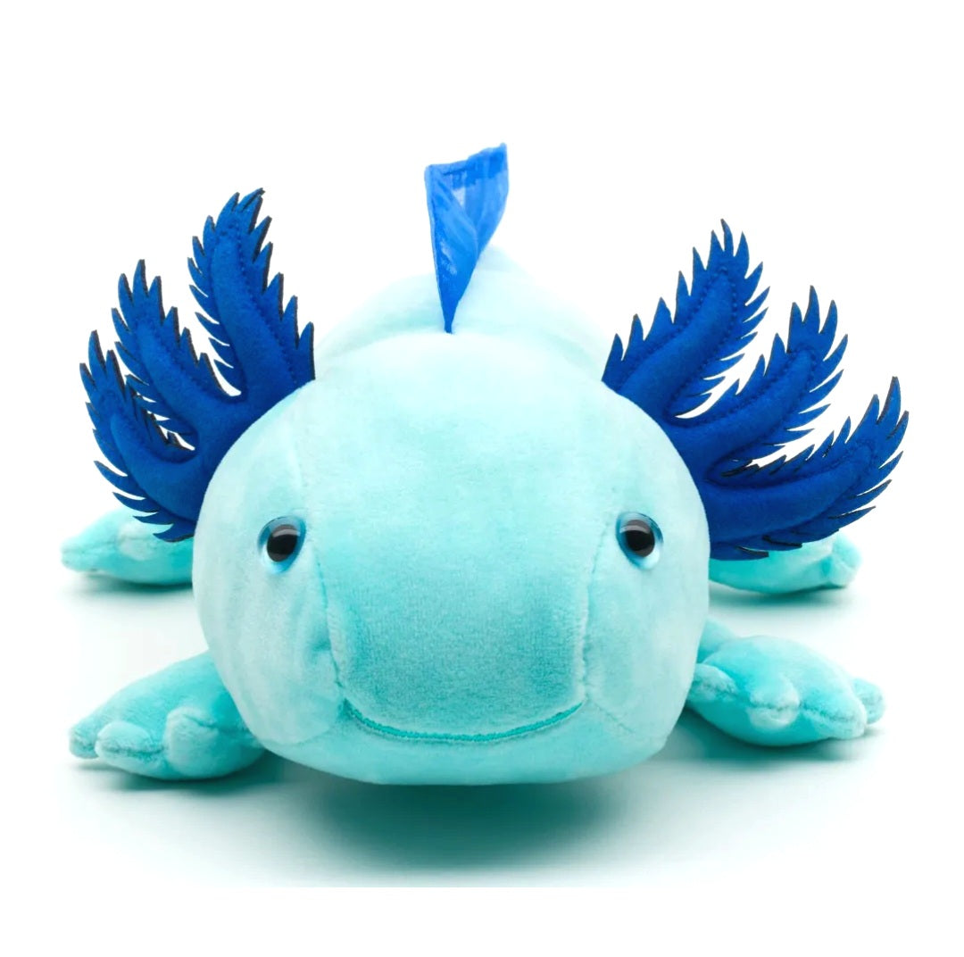 Uni-Toys Axolotl Knuffel Lichtblauw 32 cm – Glow in the Dark Pluche Axolotl – Fluorescerende Knuffel – Waterdier Pluche – Cadeau voor Kinderen Creasowl