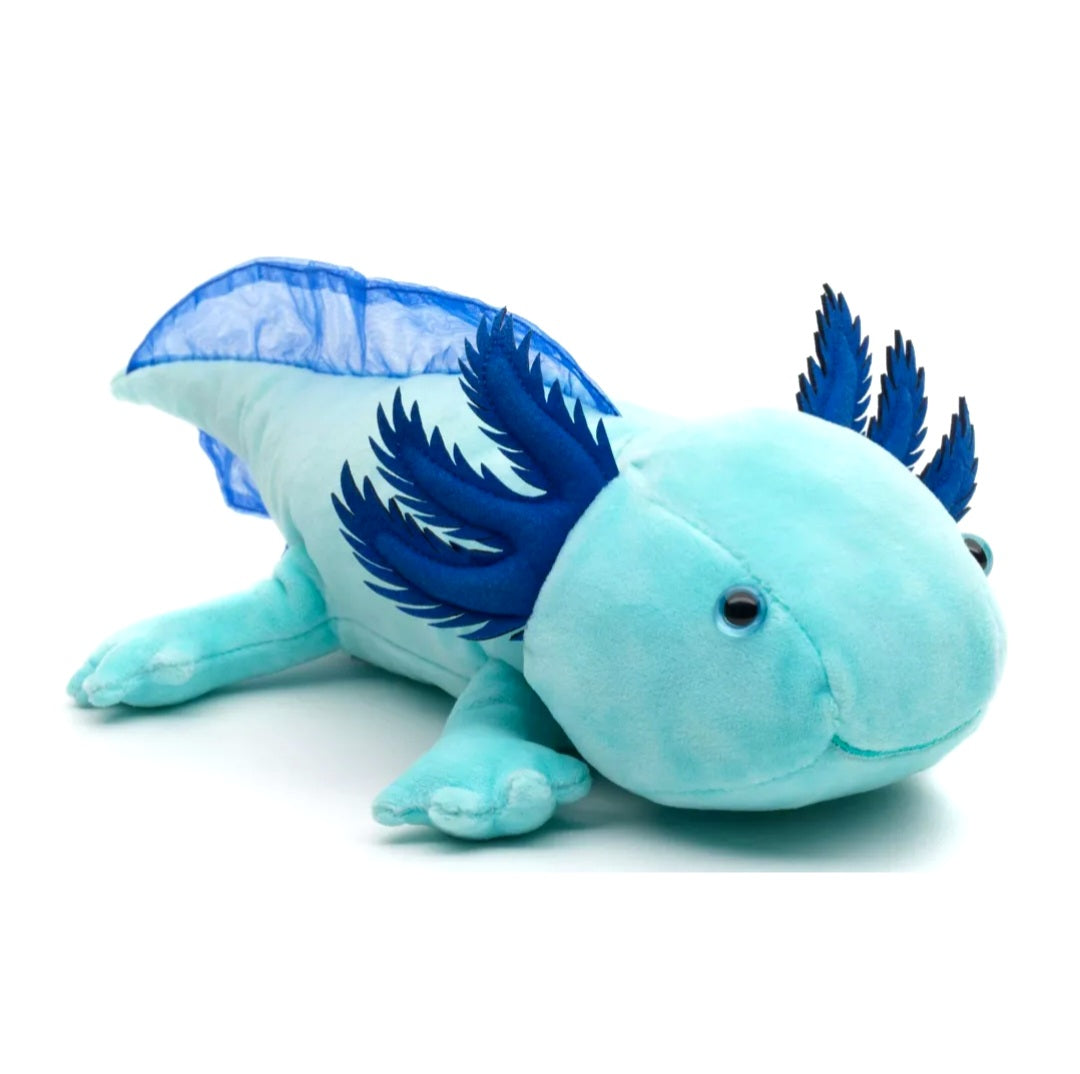Uni-Toys Axolotl Knuffel Lichtblauw 32 cm – Glow in the Dark Pluche Axolotl – Fluorescerende Knuffel – Waterdier Pluche – Cadeau voor Kinderen Creasowl