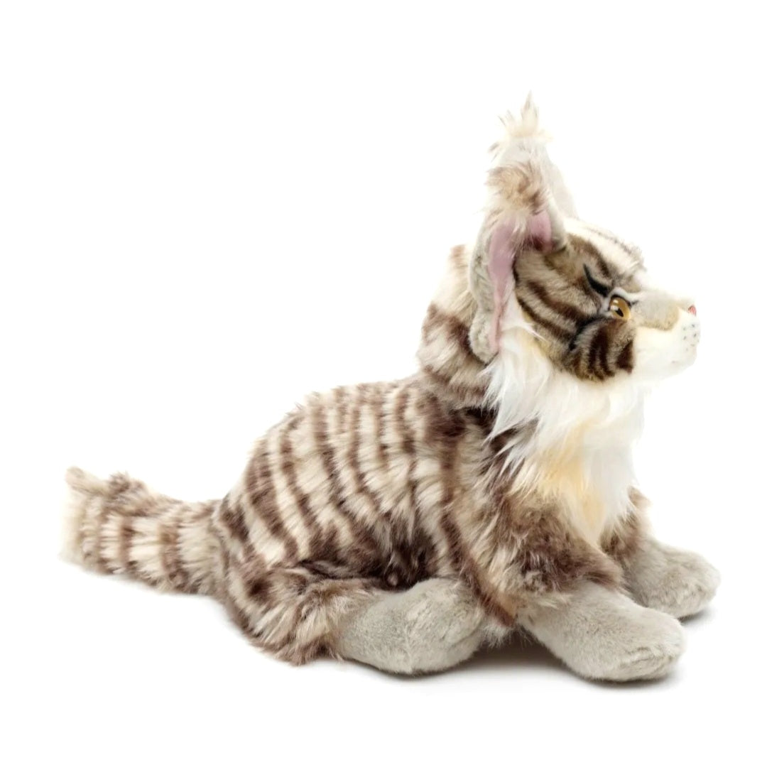 Maine Coon Kat Knuffel Zittend Grijs 27 cm – Superzachte Pluche Kat – Realistische Kitten Knuffel – Huisdier Knuffel – Cadeau voor Kattenliefhebbers Creasowl