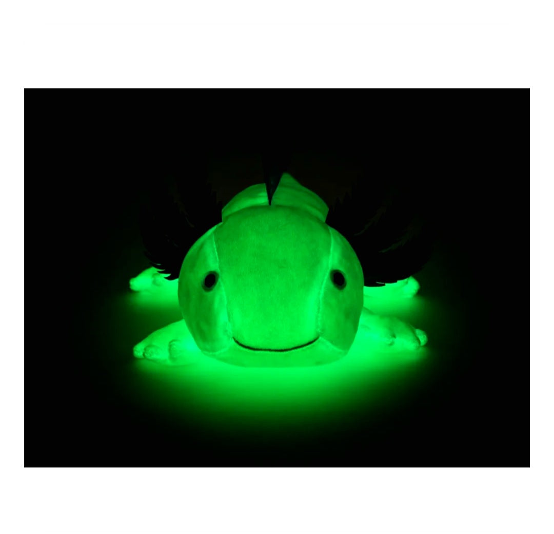 Uni-Toys Axolotl Knuffel Lichtblauw 32 cm – Glow in the Dark Pluche Axolotl – Fluorescerende Knuffel – Waterdier Pluche – Cadeau voor Kinderen Creasowl