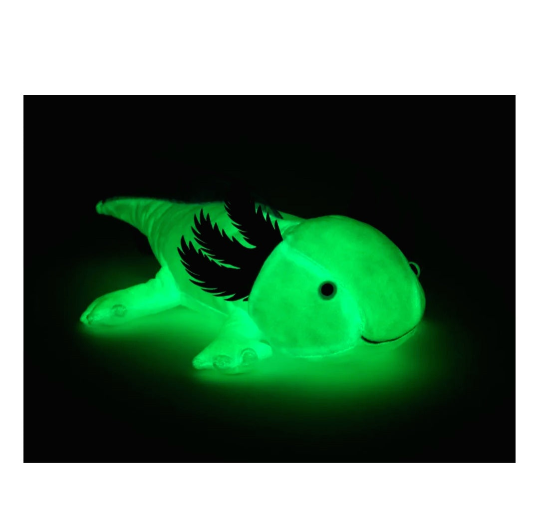 Uni-Toys Axolotl Knuffel Lichtblauw 32 cm – Glow in the Dark Pluche Axolotl – Fluorescerende Knuffel – Waterdier Pluche – Cadeau voor Kinderen Creasowl