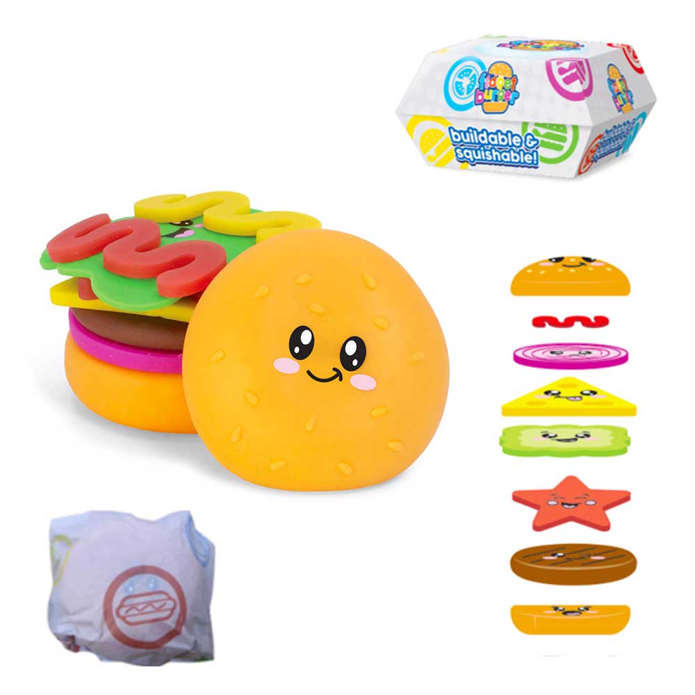 Fidget Burger Speeltje – Sensorisch Friemelspeelgoed met Brood, Kaas en Sla – Stressverlagend Fidget Toy Creasowl
