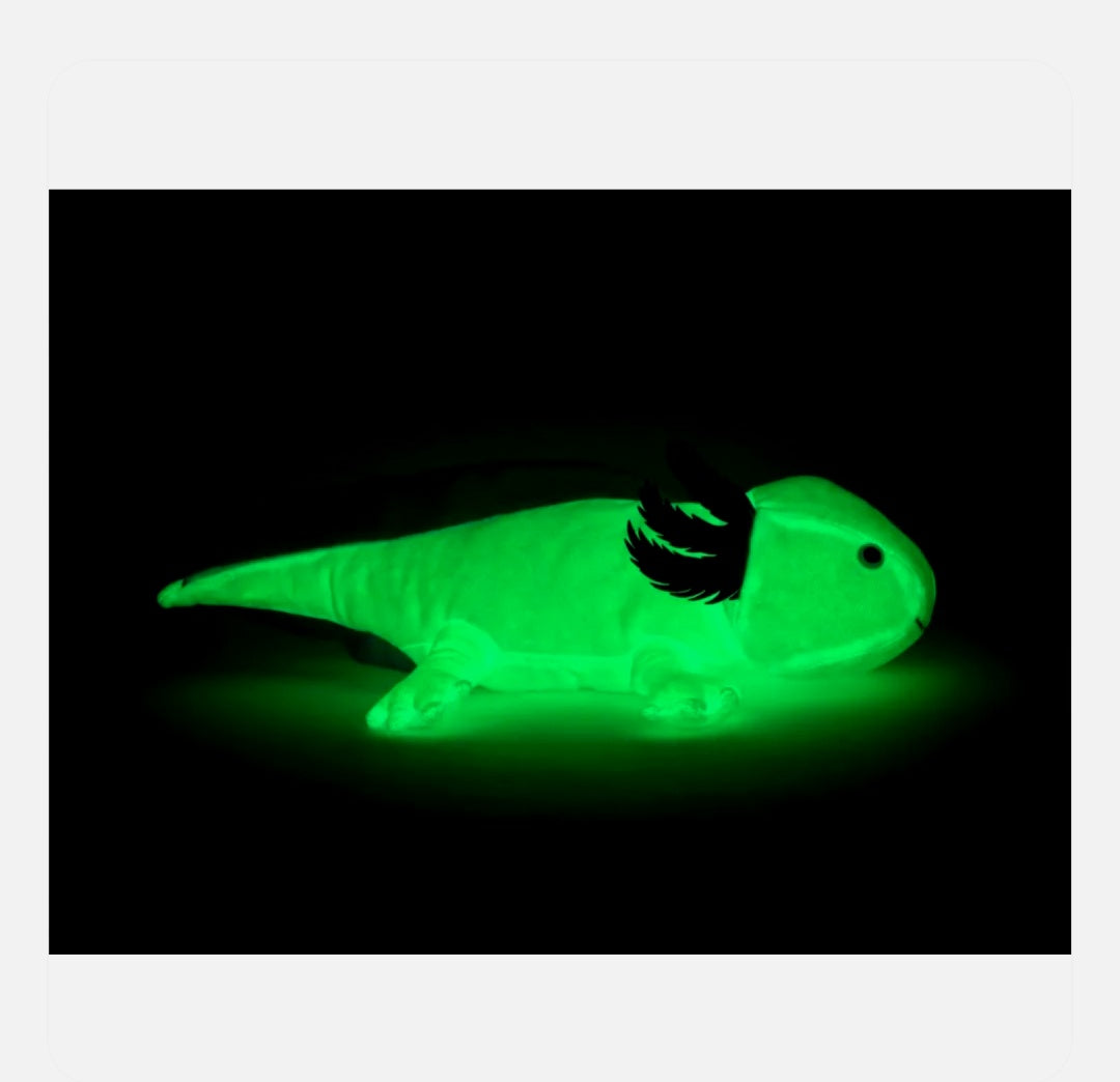 Uni-Toys Axolotl Knuffel Lichtblauw 32 cm – Glow in the Dark Pluche Axolotl – Fluorescerende Knuffel – Waterdier Pluche – Cadeau voor Kinderen Creasowl
