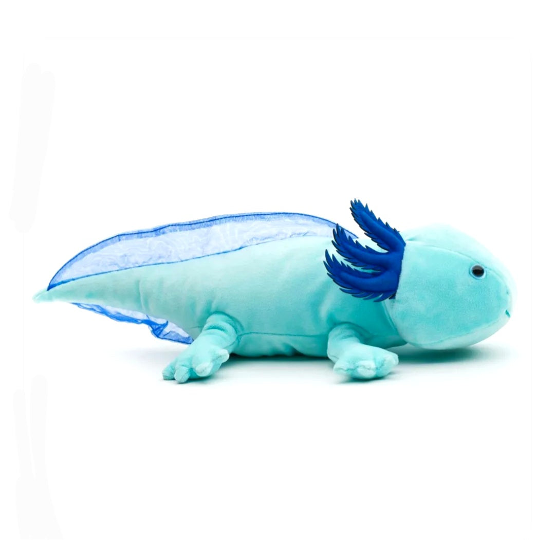 Uni-Toys Axolotl Knuffel Lichtblauw 32 cm – Glow in the Dark Pluche Axolotl – Fluorescerende Knuffel – Waterdier Pluche – Cadeau voor Kinderen Creasowl