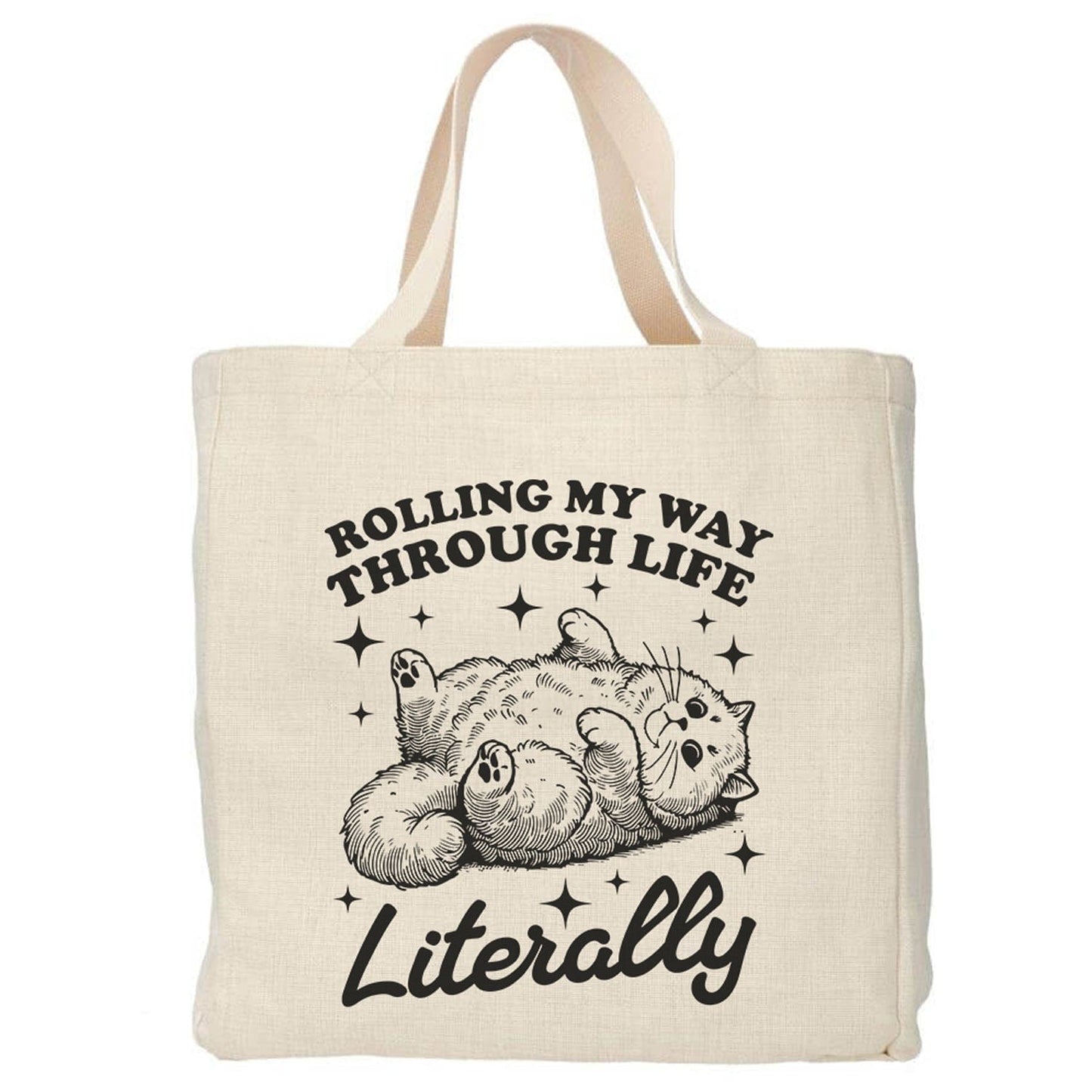 Rolling my way through life, literally tote bag - Boodschappentas 38 x48 cm - Polylinnen