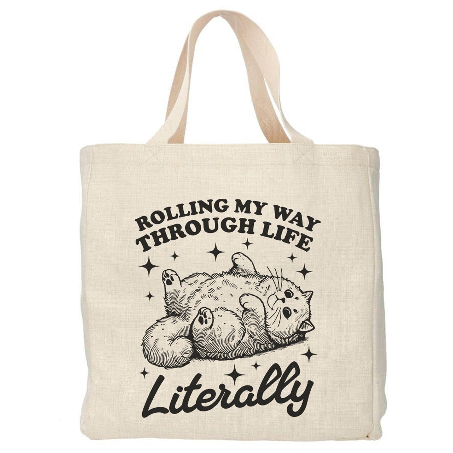 Rolling my way through life, literally tote bag - Boodschappentas 38 x48 cm - Polylinnen