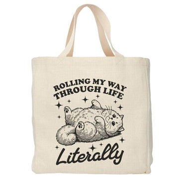 Rolling my way through life, literally tote bag - Boodschappentas 38 x48 cm - Polylinnen