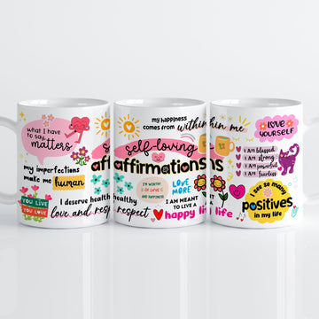 Self Loving Affirmations Mok ✨ – Positieve Spreuken | Keramische Mok 330ml Creasowl