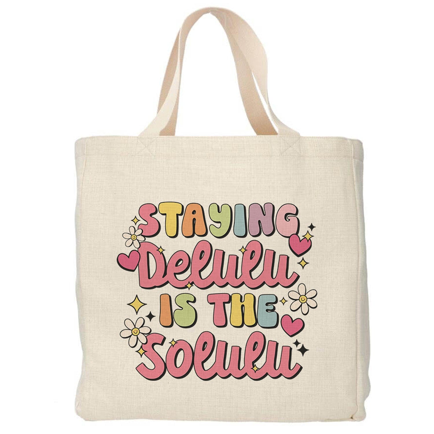 Staying delulu is the solulu tote bag - Boodschappentas 38 x48 cm