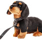 Teckel knuffel met riem - 27 cm lang - pluchen knuffeldier