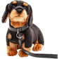Teckel knuffel met riem - 27 cm lang - pluchen knuffeldier