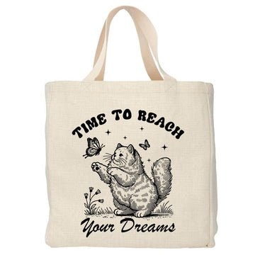 Time to reach your dreams - Boodschappentas 38 x48 cm - Polylinnen