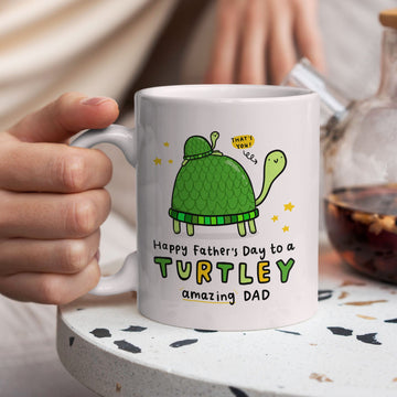 Turtley Papa Mok met Schildpad Illustratie – Vaderdag Cadeau