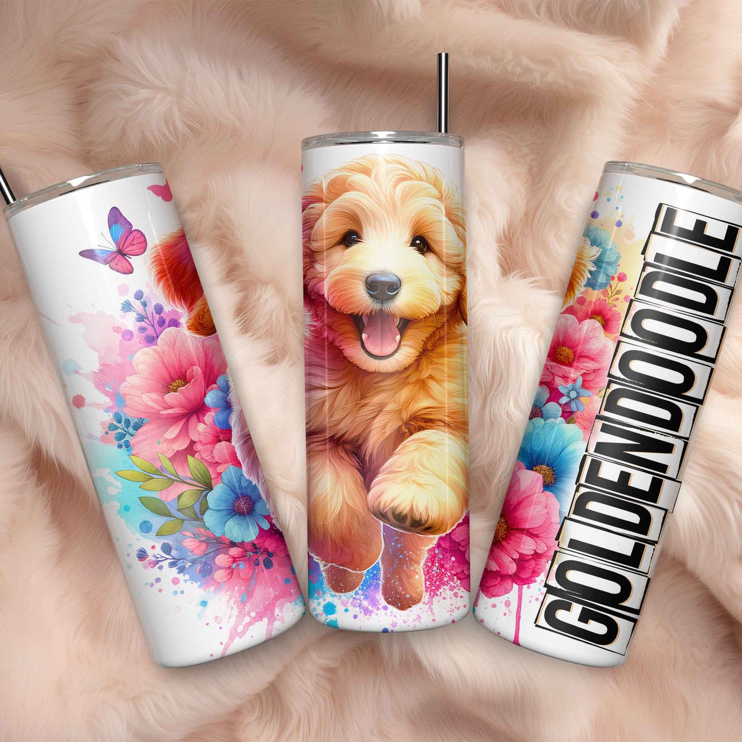 Unieke honden met bloemen tumbler - diverse rassen
