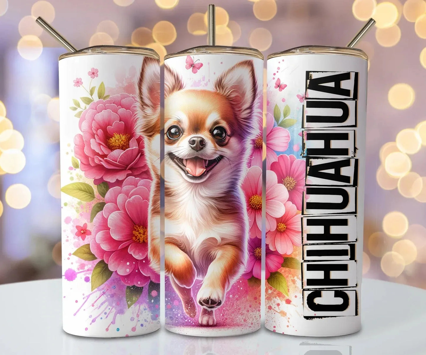 Unieke honden met bloemen tumbler - diverse rassen