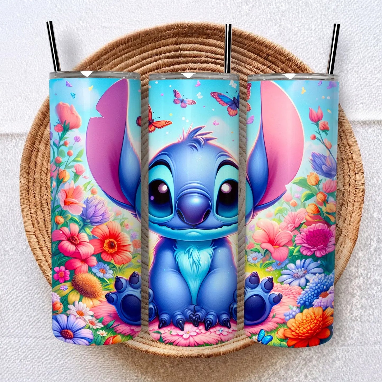 Vrolijke Stitch Tumbler 600ml –  Cartoon Drinkbeker met Rietje & Deksel