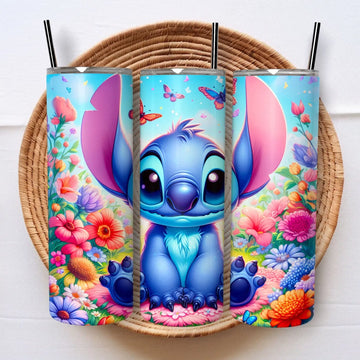 Vrolijke Stitch Tumbler 600ml –  Cartoon Drinkbeker met Rietje & Deksel