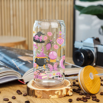 Witchy Coquette Halloween Glas met Deksel & Rietje – Esthetische Beker 500ml