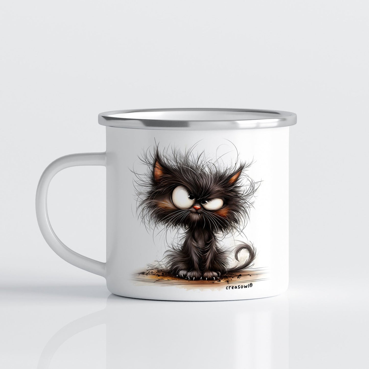 Emaille Mok Kat 350ml – Vintage Camping Mok met Katten print - Diverse varianten Creasowl